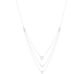 Diamonique Sterling Silver Clear CZ Three Row Layered Necklace. 18"
